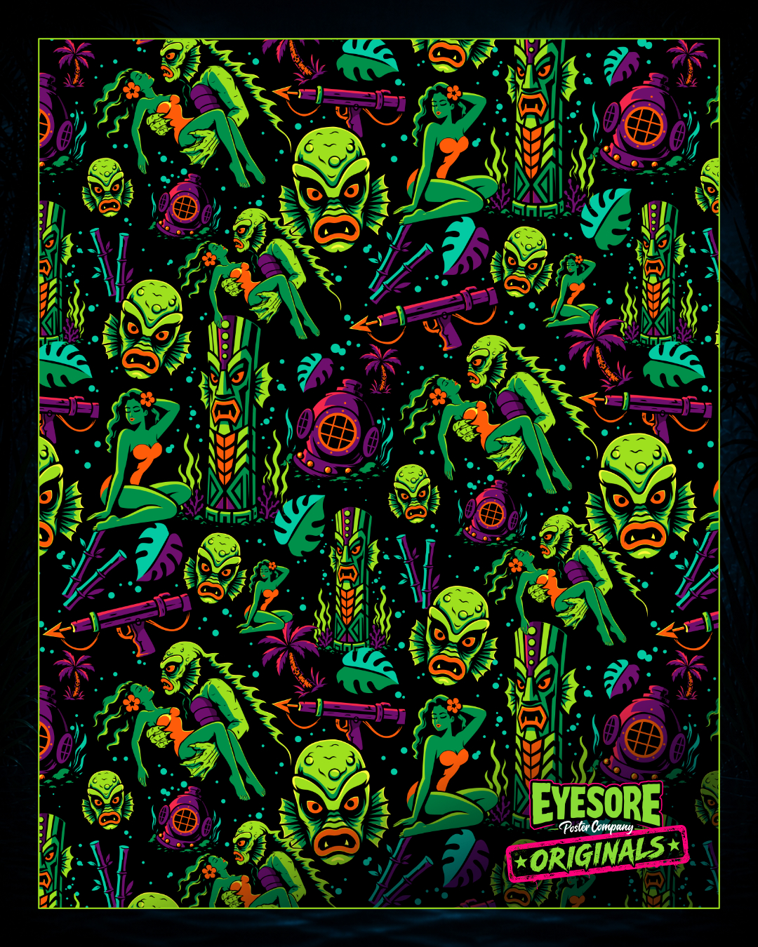Gill-Man From the Deep repeat pattern artwork